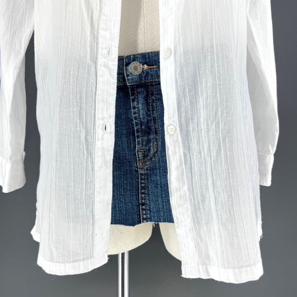 Lauren Ralph Lauren White Cotton Button Down Tunic Shirt Small roll tab *flaw - Picture 5 of 14